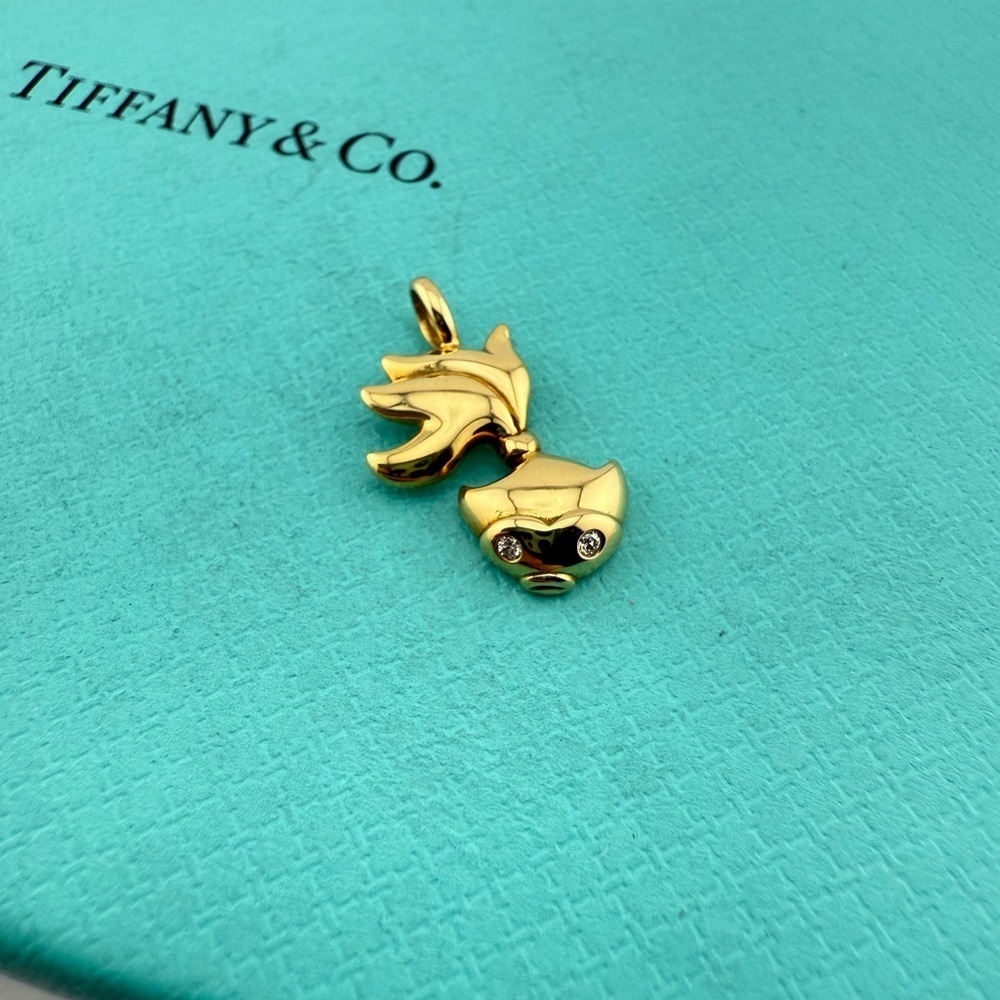 RARE Tiffany & Co. 18k Koi Fish Charm Yellow Gold & Diamonds